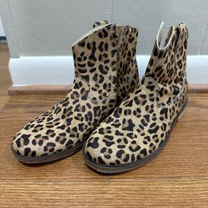 Mini Boden Calf hair Leopard Boots, Brand New